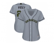 Women San Francisco Giants #28 Buster Posey Grey 2018 Memorial Day Cool Base Stitched MLB Jersey