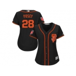 Women San Francisco Giants #28 Buster Posey Majestic Black 2018 Spring Training Cool Base Player Jersey