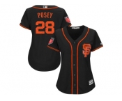 Women San Francisco Giants #28 Buster Posey Majestic Black 2018 Spring Training Cool Base Player Jersey