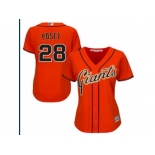 Women San Francisco Giants #28 Buster Posey Orange Stitched MLB Jersey