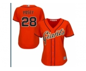 Women San Francisco Giants #28 Buster Posey Orange Stitched MLB Jersey