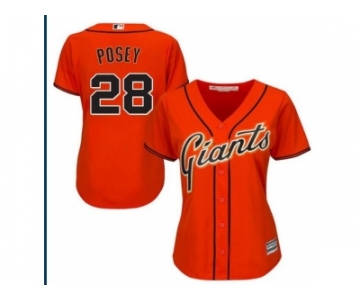 Women San Francisco Giants #28 Buster Posey Orange Stitched MLB Jersey