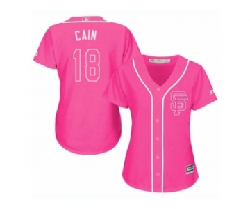 Women's Majestic San Francisco Giants #18 Matt Cain Replica Pink Fashion Cool Base MLB Jersey