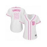 Women's Majestic San Francisco Giants #21 Deion Sanders Replica White Fashion Cool Base MLB Jersey