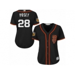 Women's Majestic San Francisco Giants #28 Buster Posey Authentic Black 2017 Spring Training Cool Base MLB Jersey