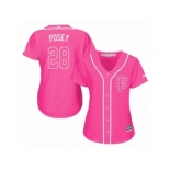 Women's Majestic San Francisco Giants #28 Buster Posey Replica Pink Fashion Cool Base MLB Jersey