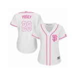 Women's Majestic San Francisco Giants #28 Buster Posey Replica White Fashion Cool Base MLB Jersey