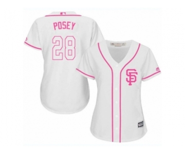 Women's Majestic San Francisco Giants #28 Buster Posey Replica White Fashion Cool Base MLB Jersey