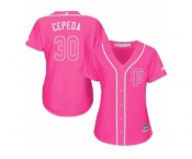 Women's Majestic San Francisco Giants #30 Orlando Cepeda Authentic Pink Fashion Cool Base MLB Jersey