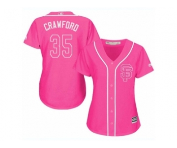 Women's Majestic San Francisco Giants #35 Brandon Crawford Replica Pink Fashion Cool Base MLB Jersey