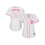 Women's Majestic San Francisco Giants #35 Brandon Crawford Replica White Fashion Cool Base MLB Jersey