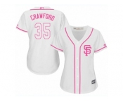 Women's Majestic San Francisco Giants #35 Brandon Crawford Replica White Fashion Cool Base MLB Jersey