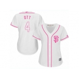 Women's Majestic San Francisco Giants #4 Mel Ott Authentic White Fashion Cool Base MLB Jersey