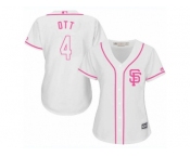 Women's Majestic San Francisco Giants #4 Mel Ott Authentic White Fashion Cool Base MLB Jersey