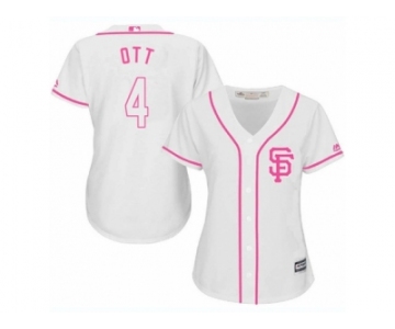 Women's Majestic San Francisco Giants #4 Mel Ott Authentic White Fashion Cool Base MLB Jersey