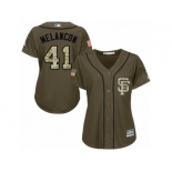 Women's Majestic San Francisco Giants #41 Mark Melancon Replica Green Salute to Service MLB Jersey