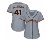 Women's Majestic San Francisco Giants #41 Mark Melancon Replica Grey Road 2 Cool Base MLB Jersey