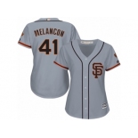 Women's Majestic San Francisco Giants #41 Mark Melancon Replica Grey Road Cool Base MLB Jersey