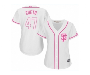 Women's Majestic San Francisco Giants #47 Johnny Cueto Replica White Fashion Cool Base MLB Jersey