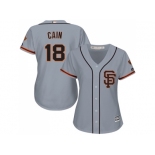 Women's San Francisco Giants #18 Matt Cain Grey Road 2 Stitched MLB Jersey