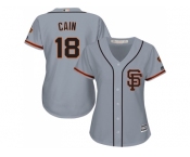 Women's San Francisco Giants #18 Matt Cain Grey Road 2 Stitched MLB Jersey