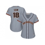 Women's San Francisco Giants #18 Matt Cain Grey Road Stitched MLB Jersey