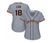 Women's San Francisco Giants #18 Matt Cain Grey Road Stitched MLB Jersey