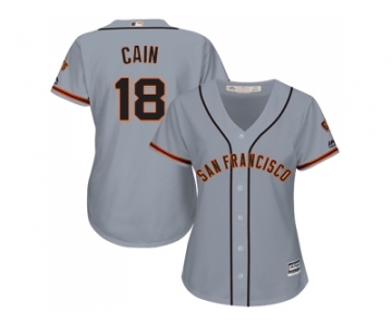 Women's San Francisco Giants #18 Matt Cain Grey Road Stitched MLB Jersey