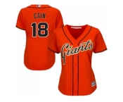 Women's San Francisco Giants #18 Matt Cain Orange Alternate Stitched MLB Jersey