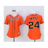 Women's San Francisco Giants #24 Willie Mays Orange Alternate Stitched Baseball Jersey