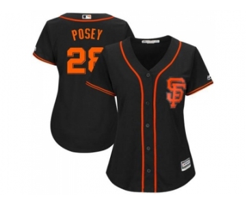 Women's San Francisco Giants #28 Buster Posey Black Alternate Stitched MLB Jersey