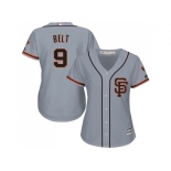 Women's San Francisco Giants #9 Brandon Belt Grey Road 2 Stitched MLB Jersey