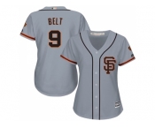 Women's San Francisco Giants #9 Brandon Belt Grey Road 2 Stitched MLB Jersey