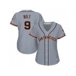 Women's San Francisco Giants #9 Brandon Belt Grey Road Stitched MLB Jersey