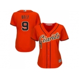 Women's San Francisco Giants #9 Brandon Belt Orange Alternate Stitched MLB Jersey