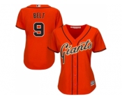 Women's San Francisco Giants #9 Brandon Belt Orange Alternate Stitched MLB Jersey