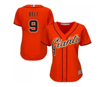 Women's San Francisco Giants #9 Brandon Belt Orange Alternate Stitched MLB Jersey