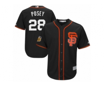 Youth Majestic San Francisco Giants #28 Buster Posey Authentic Black 2017 Spring Training Cool Base MLB Jersey