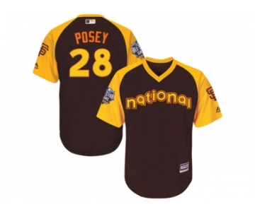 Youth Majestic San Francisco Giants #28 Buster Posey Authentic Brown 2016 All-Star National League BP Cool Base MLB Jersey