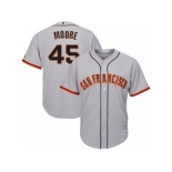 Youth Majestic San Francisco Giants #45 Matt Moore Replica Grey Road Cool Base MLB Jersey