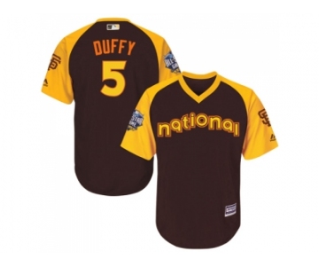 Youth Majestic San Francisco Giants #5 Matt Duffy Authentic Brown 2016 All-Star National League BP Cool Base MLB Jersey