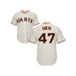 Youth San Francisco Giants #47 Johnny Cueto Cream Cool Base Stitched MLB Jersey