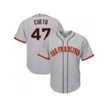 Youth San Francisco Giants #47 Johnny Cueto Grey Road Cool Base Stitched MLB Jersey