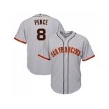 Youth San Francisco Giants #8 Hunter Pence Grey Road Cool Base Stitched MLB Jersey