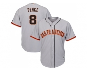 Youth San Francisco Giants #8 Hunter Pence Grey Road Cool Base Stitched MLB Jersey