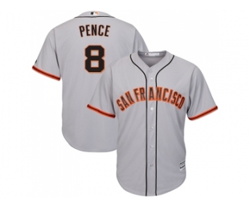 Youth San Francisco Giants #8 Hunter Pence Grey Road Cool Base Stitched MLB Jersey