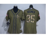 Women Majestic Kansas City Royals #35 Eric Hosmer Authentic Green Salute to Service MLB Jersey