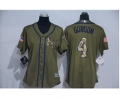 Women Majestic Kansas City Royals #4 Alex Gordon Authentic Green Salute to Service MLB Jersey