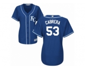 Women Majestic Kansas City Royals #53 Melky Cabrera Replica Blue Alternate 2 Cool Base MLB Jersey