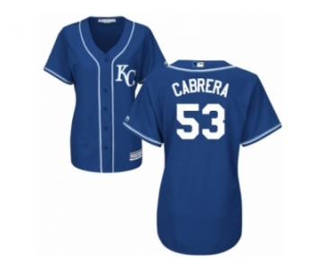 Women Majestic Kansas City Royals #53 Melky Cabrera Replica Blue Alternate 2 Cool Base MLB Jersey